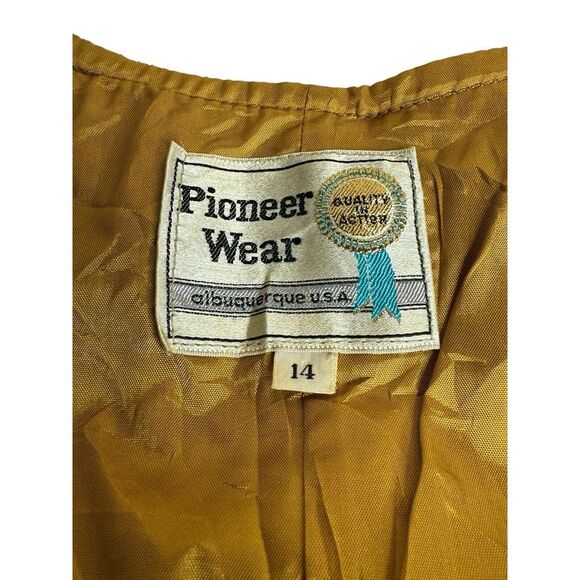 Vintage Pioneer Wear Womens Size 14 Brown Suede Leather Fringe Vest Western - Picture 2 of 6